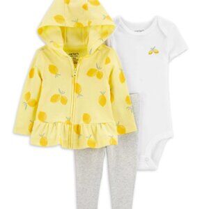 Baby Girl Cardigan Outfit Set, 3-Piece